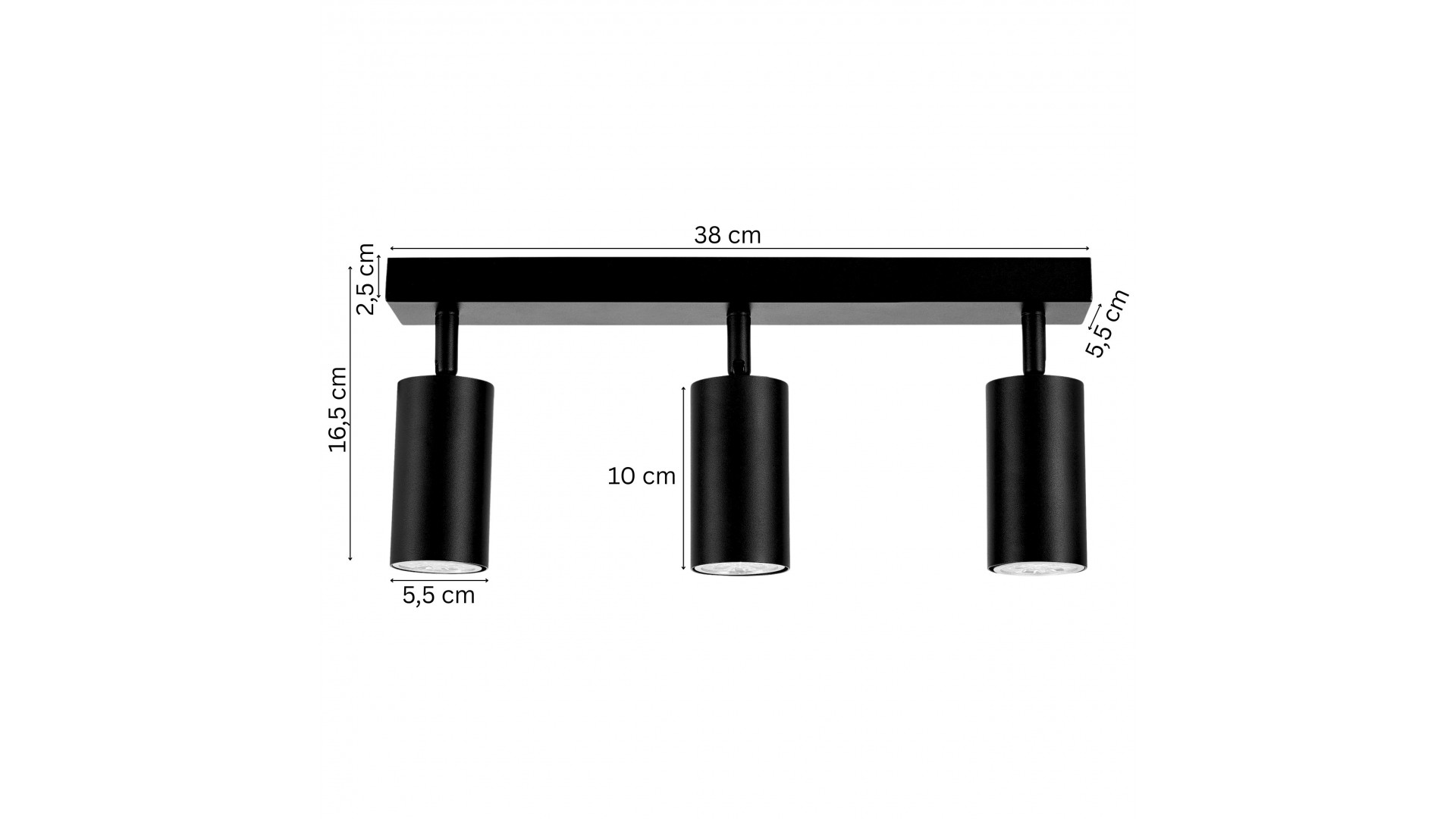  czarna lampa sufitowa spot o szerokości 38cm do wnętrz nowoczesnych producent lampit model NEO W3