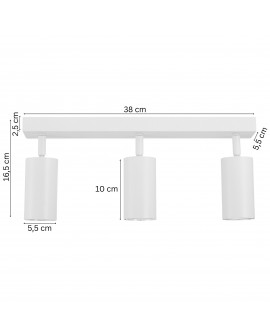  biała lampa sufitowa spot o szerokości 38cm do wnętrz nowoczesnych producent lampit model NEO W3