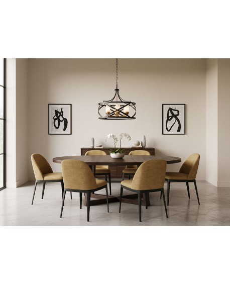 industrialna lampa wisząca sufitowa czarna z mosiężnymi detalami do jadalni elegancki żyrandol model W6 marki Astila