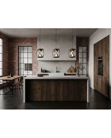 loftowa lampa wisząca czarno mosiężna nad wyspę kuchenną Astila stylowa oprawa sufitowa W1 od producenta Lumina Deco