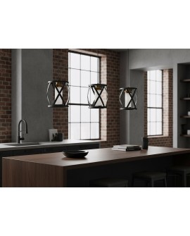 loftowa lampa wisząca czarna z mosiężnym akcentem nad blat Astila sufitowa oprawa W1 marki Lumina Deco