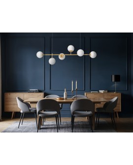 nowoczesna lampa wisząca złoto szczotkowane biała Ceredo W6 Lumina Deco - ujęcie frontowe
