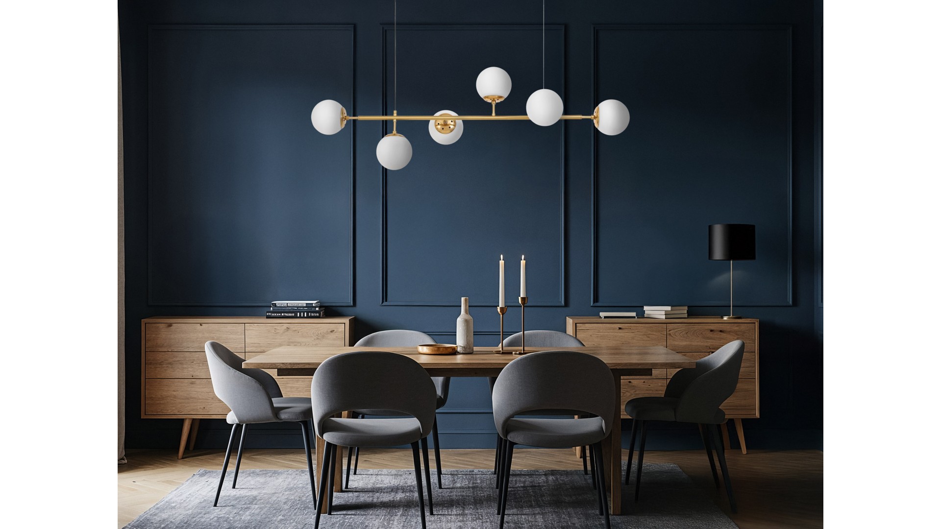 nowoczesna lampa wisząca złoto szczotkowane biała Ceredo W6 Lumina Deco - ujęcie frontowe