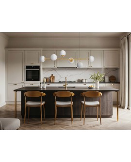 nowoczesny żyrandol wiszący mosiężno biały nad wyspę kuchenną Ceredo stylowa lampa sufitowa W6 od Lumina Deco