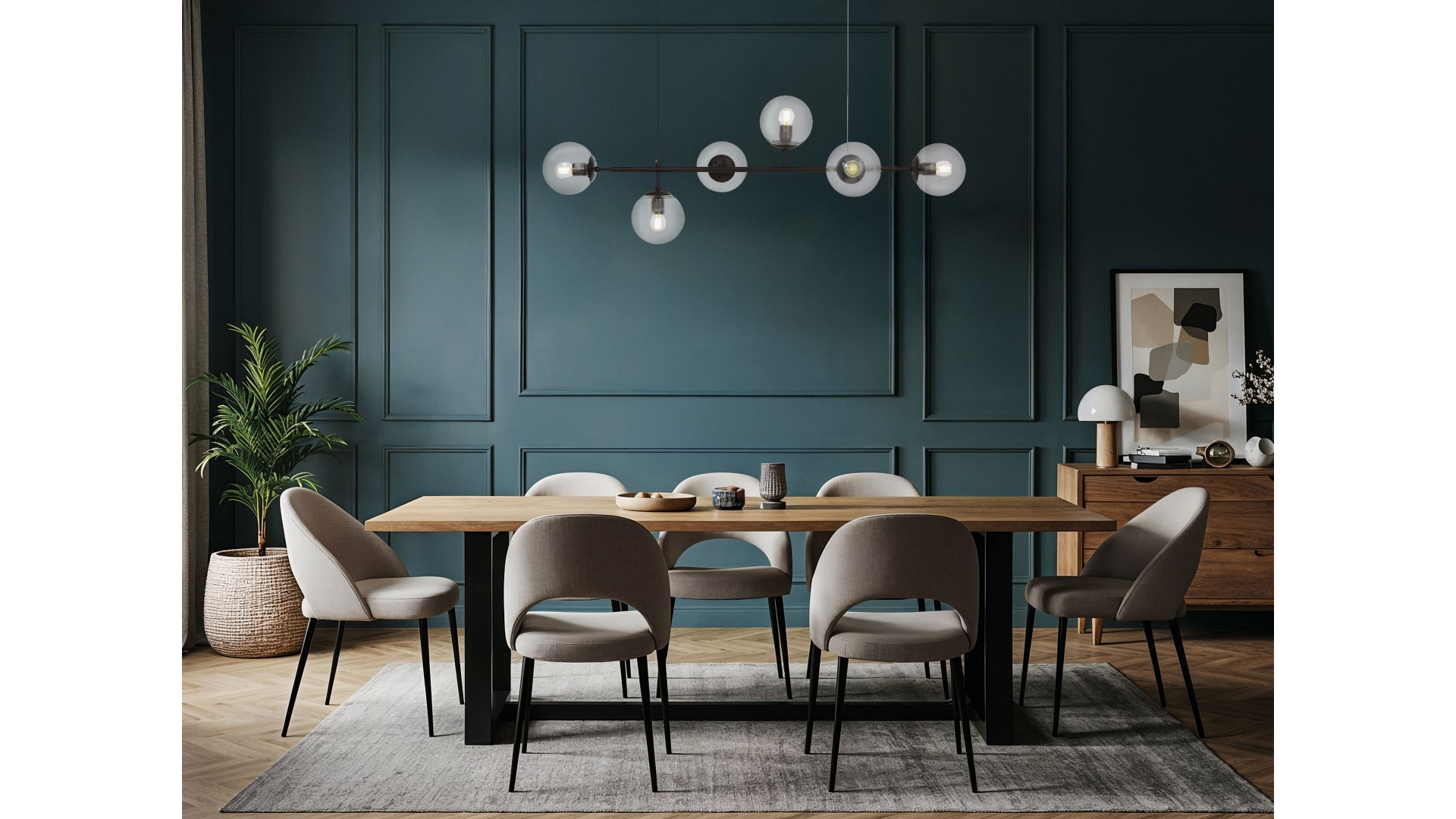 nowoczesna lampa wisząca czarna do jadalni Ceredo elegancka oprawa sufitowa W6 marki Lumina Deco