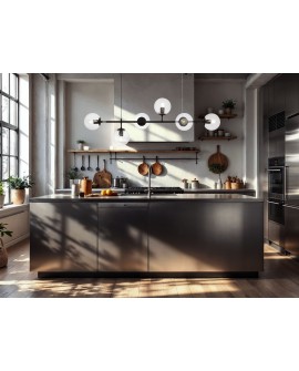 nowoczesna lampa wisząca czarna z przezroczystymi kloszami do kuchni Ceredo stylowa oprawa sufitowa W6 od Lumina Deco