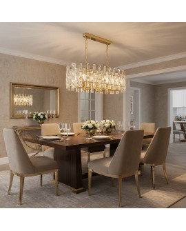 złoty żyrandol kryształowy lampa wisząca do jadalni Fiorina elegancka oprawa sufitowa D70 marki Lumina Deco