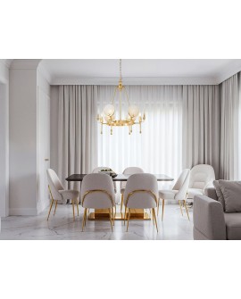 nowoczesny żyrandol kryształowy złoty do jadalni Montego stylowa lampa wisząca W6 od producenta Lumina Deco