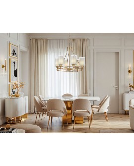 złoty żyrandol nowoczesny lampa wisząca do jadalni Marietta elegancka oprawa sufitowa W6 od producenta Lumina Deco