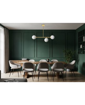 złota lampa wisząca plafon z białymi kulami LED nad stół do jadalni producent Lampit designerski model Fino 3 