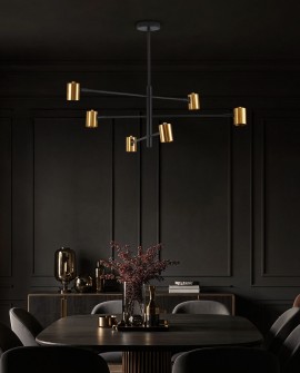 czarno złoty żyrandol wiszący o geometrycznej formie do jadalni lub salonu nowoczesna lampa sufitowa producent Lampit model Dora