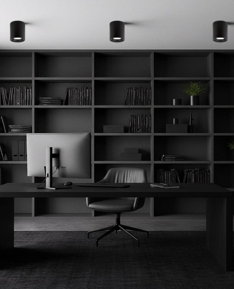 czarna oprawa natynkowa spot tuba do biura i gabinetu minimalistyczna lampa sufitowa producent Lampit nowoczesny wariant Nuri W1