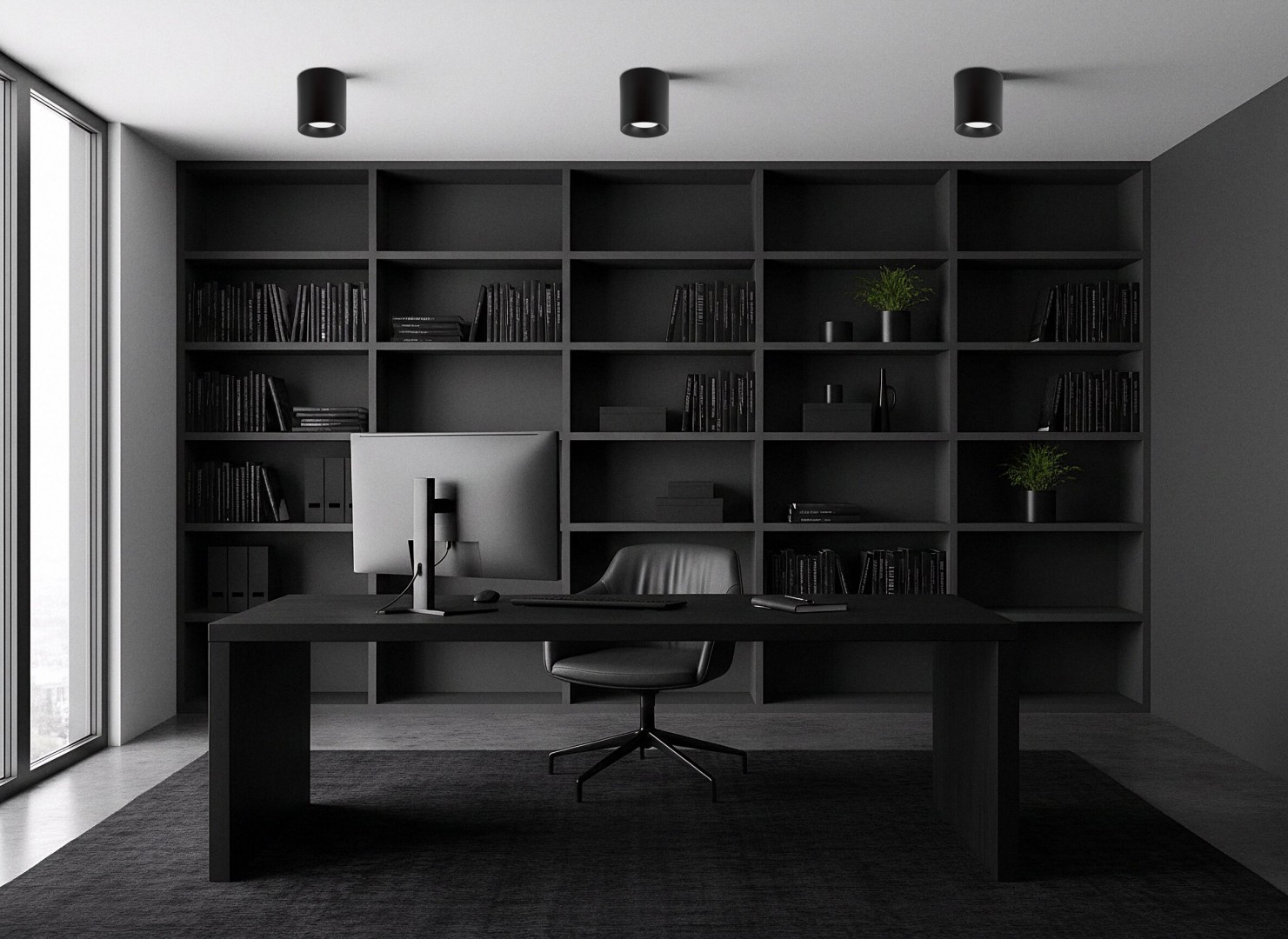 czarna oprawa natynkowa spot tuba do biura i gabinetu minimalistyczna lampa sufitowa producent Lampit nowoczesny wariant Nuri W1