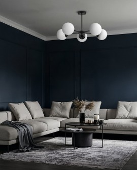  nowoczesna lampa wisząca sufitowa czarna z białymi kulami do salonu Fino 5 LED stylowa oprawa od Lampit