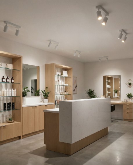 biała lampa sufitowa spot z dwiema regulowanymi tubami do salonu i salonu fryzjerskiego producent Lampit seria Neo W2