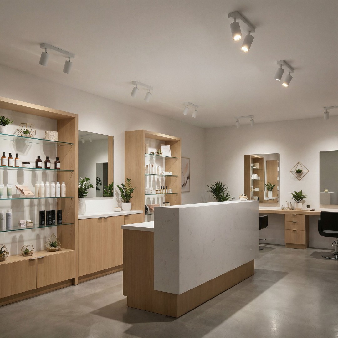 biała lampa sufitowa spot z dwiema regulowanymi tubami do salonu i salonu fryzjerskiego producent Lampit seria Neo W2