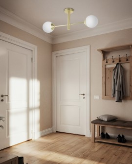  nowoczesny plafon sufitowy złoty z białymi kulami LED do przedpokoju Fino 2 elegancka lampa od producenta Lampit