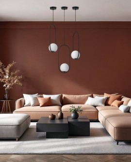 lampa wisząca nowoczesna czarna z białą kulą światła na dekoracyjnym zawiesiu producent lampit elegancki model VERO 1B