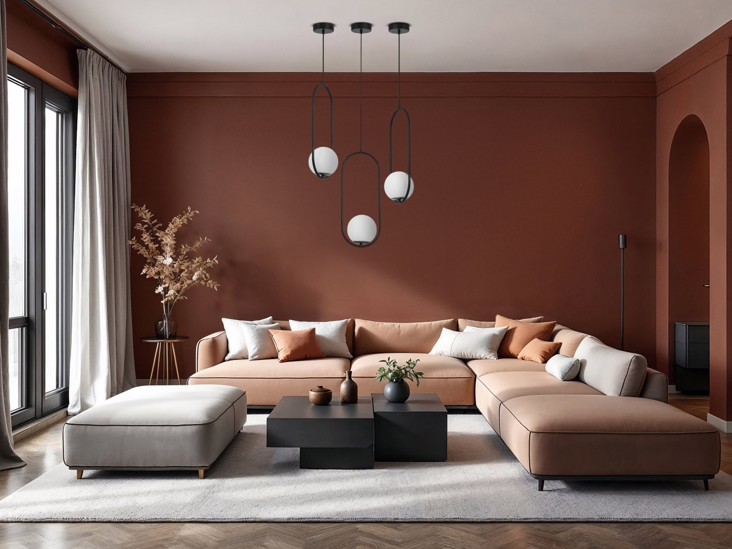 lampa wisząca nowoczesna czarna z białą kulą światła na dekoracyjnym zawiesiu producent lampit elegancki model VERO 1B