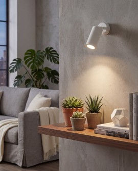 kinkiet ścienny biały z regulowanym cylindrycznym kloszem LED do salonu producent lampit nowoczesny model NEO W1