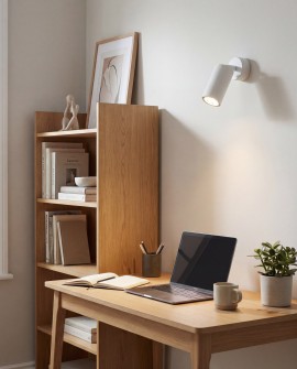 biały kinkiet ścienny z regulowanym cylindrycznym kloszem LED do biura producent lampit nowoczesny model NEO W1