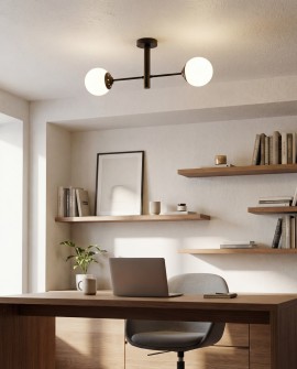  nowoczesny plafon sufitowy czarny z białymi kulami LED do biura Fino 2 elegancka lampa Lampit