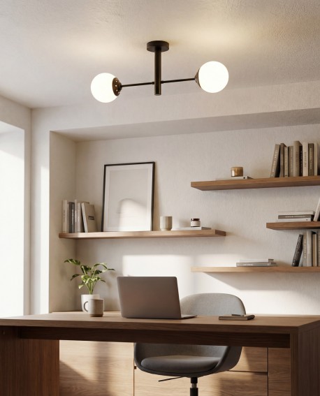  nowoczesny plafon sufitowy czarny z białymi kulami LED do biura Fino 2 elegancka lampa Lampit