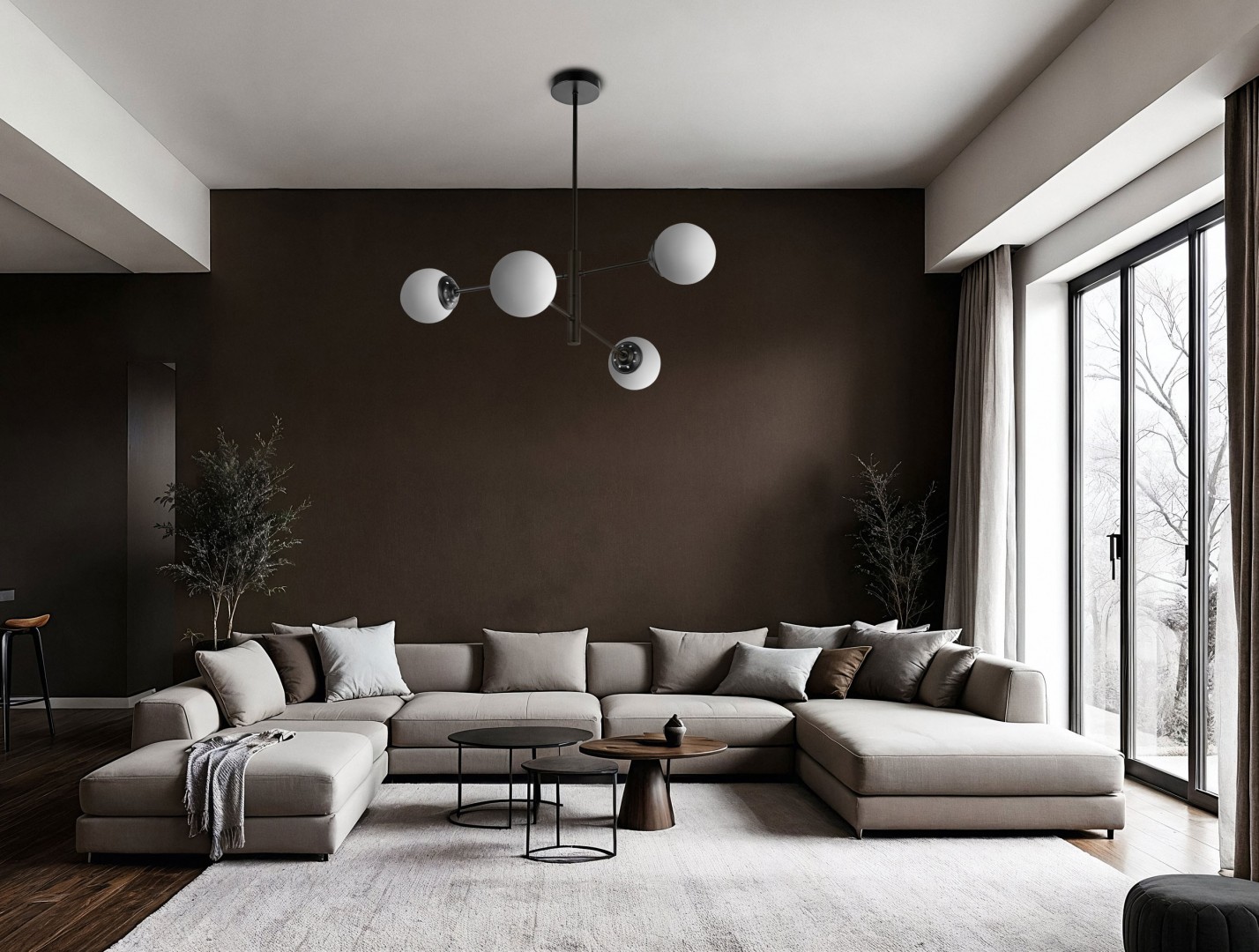  nowoczesny żyrandol LED z białymi kulami lampa sufitowa czarna do salonu jadalni wnętrz modern model Fino 4 od producenta Lampi