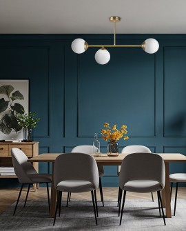  złota lampa sufitowa wisząca plafon z białymi kulami LED nad stół do jadalni producent Lampit elegancki model Fino 3