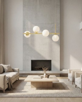  lampa wisząca z czterema mlecznymi białymi kloszami do salonu eleganckie oświetlenie marki Lampit nowoczesny model Ledo W4