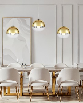 Lampa wisząca Veroni, złoto-szklana, elegancka dekoracja w stylu nowoczesnym, idealna do przestronnych jadalni