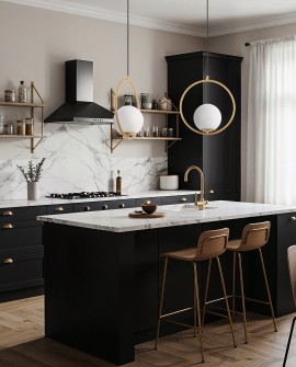  lampa wisząca z okrągłą złotą ramą i mlecznym kloszem nad wyspę kuchenną stylowe światło Lampit model Vero 1A