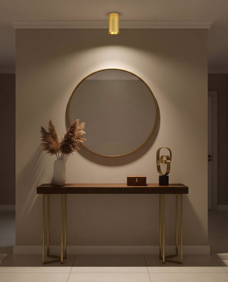 złota oprawa natynkowa FLOR W1 stylowa lampa sufitowa idealna do przestronnych przedpokojów