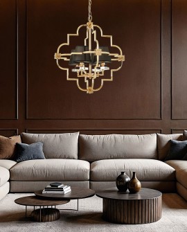 nowoczesny żyrandol czarno-złoty BALTIMORE W4 elegancka lampa wisząca do salonu w stylu luksusowym