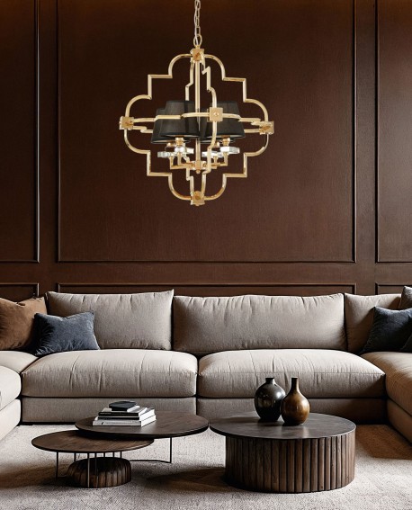 nowoczesny żyrandol czarno-złoty BALTIMORE W4 elegancka lampa wisząca do salonu w stylu luksusowym