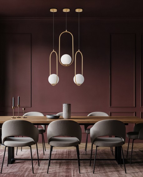 lampa wisząca VERO 1B od Lampit w szczotkowanym złocie z minimalistycznym kloszem doskonała do współczesnych wnętrz