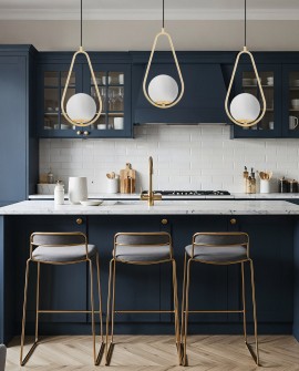 złota lampa wisząca VERO 1C z białą kulą nowoczesny żyrandol do przestronnych i eleganckich wnętrz