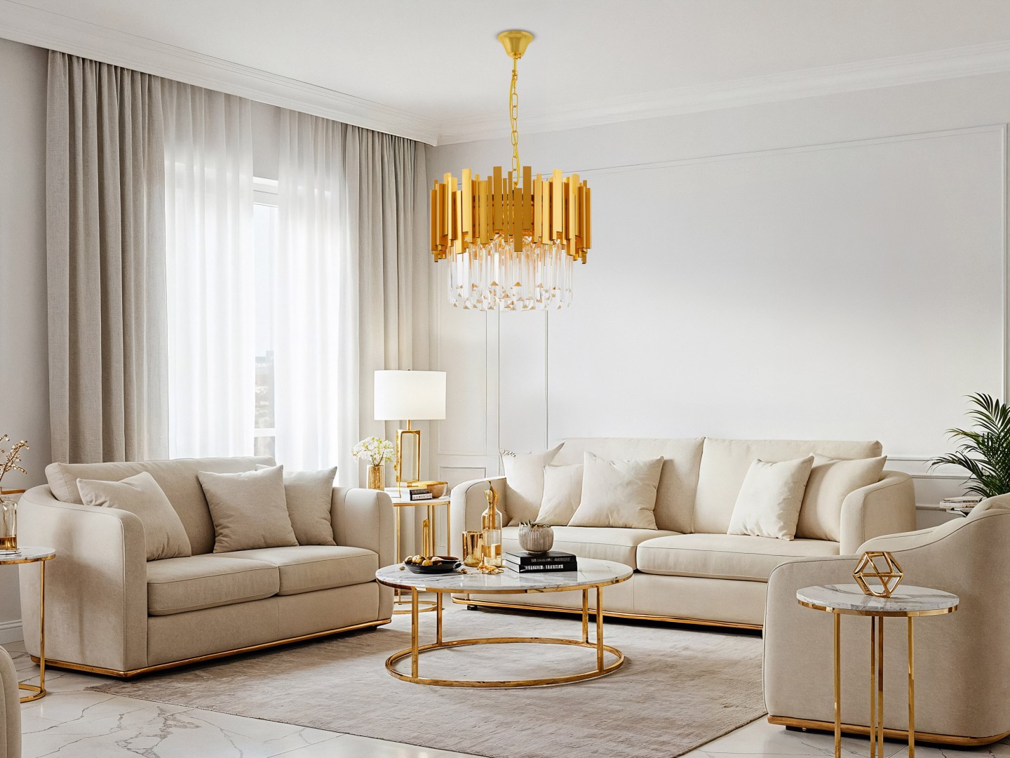 złoty żyrandol kryształowy FERA D40 lampa wisząca idealna do wnętrz w stylu glamour i art deco