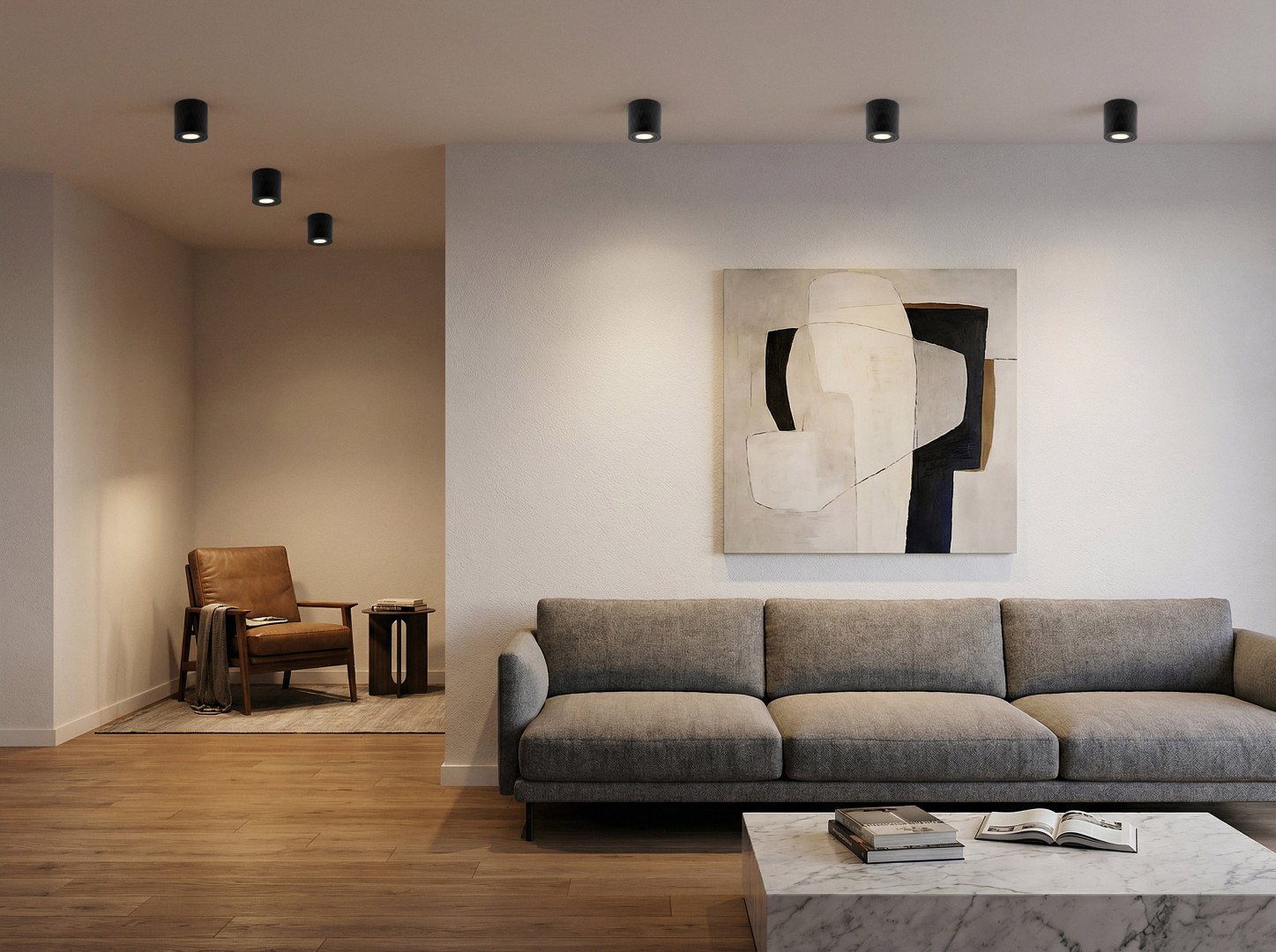 natynkowa lampa spot TIGO W1 czarna prosta i elegancka oprawa do wnętrz w stylu skandynawskim