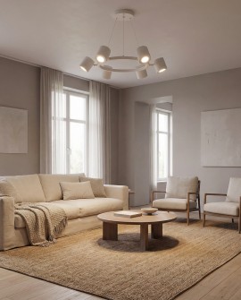 elegancka lampa wisząca Bolt W6 biała od Lampit doskonała do oświetlenia stołu w salonie lub jadalni