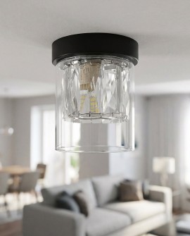 nowoczesna lampa sufitowa czarna Deni od Lampit z eleganckim kloszem idealna do salonu