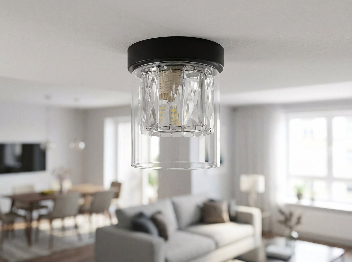 nowoczesna lampa sufitowa czarna Deni od Lampit z eleganckim kloszem idealna do salonu