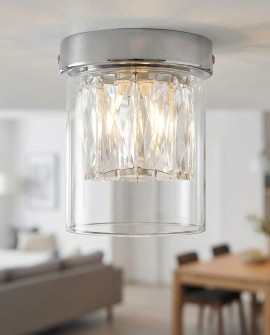 nowoczesna lampa sufitowa chromowana Deni od Lampit z eleganckim kryształowym kloszem idealna do salonu