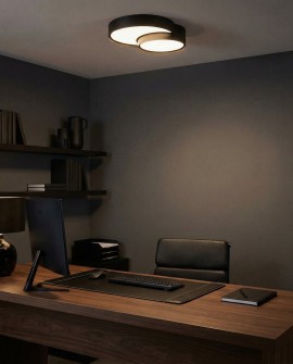 nowoczesny plafon sufitowy czarny Orbo Duo D40 od Lampit elegancka lampa do biura i wnętrz w stylu industrialnym