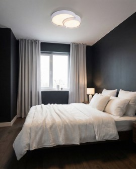 nowoczesny plafon sufitowy biały Orbo Duo D40 od Lampit elegancka lampa do sypialni z minimalistycznym designem