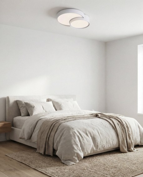 lampa sufitowa Orbo Duo D40 biała od Lampit nowoczesny plafon do sypialni z funkcjonalnym i eleganckim wykończeniem