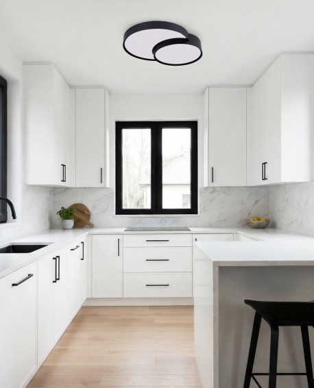 lampa sufitowa czarna Orbo Duo D48 od Lampit nowoczesne oświetlenie do kuchni i innych przestronnych wnętrz