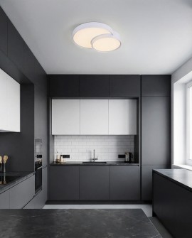 nowoczesny plafon sufitowy biały Orbo Duo D48 od Lampit elegancka lampa idealna do kuchni w minimalistycznym stylu