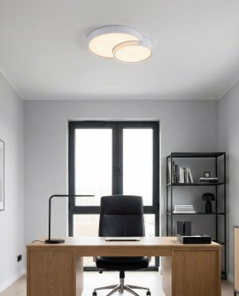 nowoczesny plafon sufitowy biały Orbo Duo D48 od Lampit elegancka lampa idealna do biura i przestronnych wnętrz