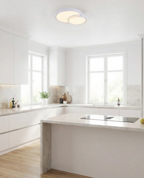 lampa sufitowa Orbo Duo D48 biała od Lampit stylowe oświetlenie do kuchni i innych współczesnych wnętrz